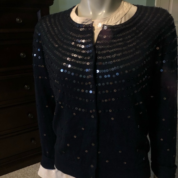 Banana Republic blue wool cardigan with sequins - Picture 2 of 7